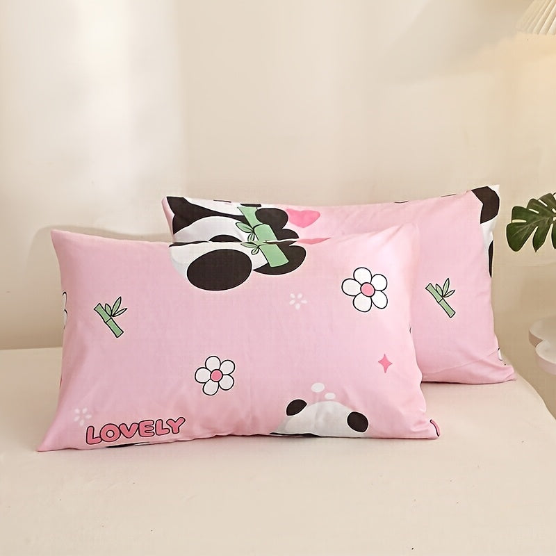 3pcs of Animal Panda-Patterned Quilt Sets Made of Bean Fleece Fabrics, Suitable for Use in Autumn And Winter As All-Season Quilt Sets (Including 1 Quilt Insert + 2 Pillowcases, Excluding Pillow Inserts).