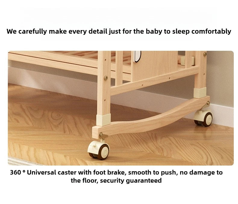 SOLID WOOD BABY BED, MULTIFUNCTIONAL ROCKING BED