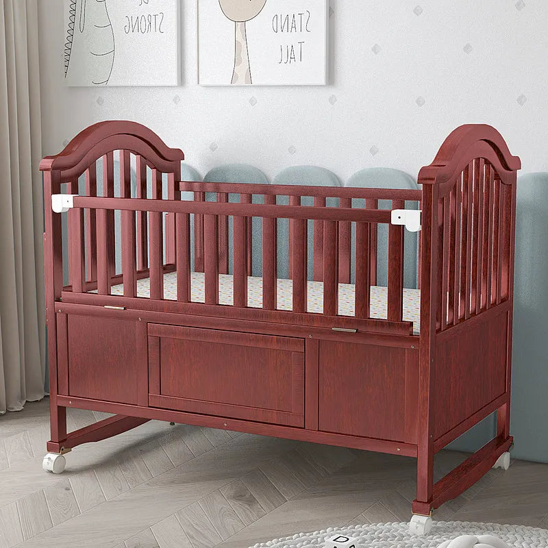 Adjustable Wooden Baby Cot Bed With Solid Swing Crib Modern Design For Stylish Bedrooms For Sleeping Or Cradle Use