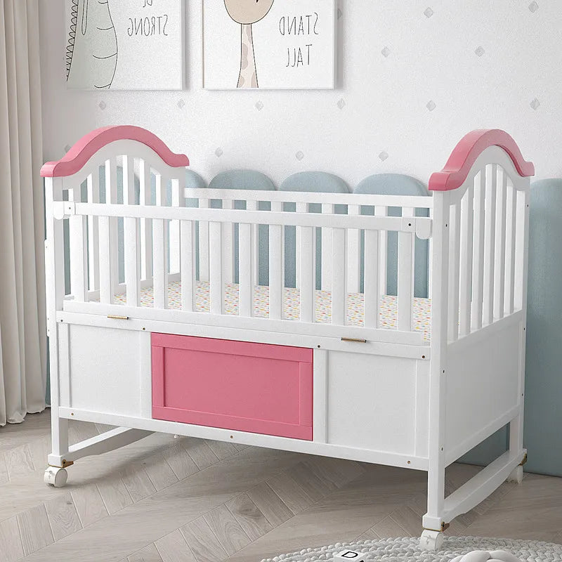 Adjustable Wooden Baby Cot Bed With Solid Swing Crib Modern Design For Stylish Bedrooms For Sleeping Or Cradle Use