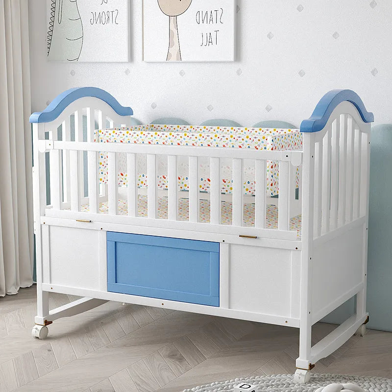 Adjustable Wooden Baby Cot Bed With Solid Swing Crib Modern Design For Stylish Bedrooms For Sleeping Or Cradle Use
