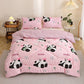 3pcs of Animal Panda-Patterned Quilt Sets Made of Bean Fleece Fabrics, Suitable for Use in Autumn And Winter As All-Season Quilt Sets (Including 1 Quilt Insert + 2 Pillowcases, Excluding Pillow Inserts).