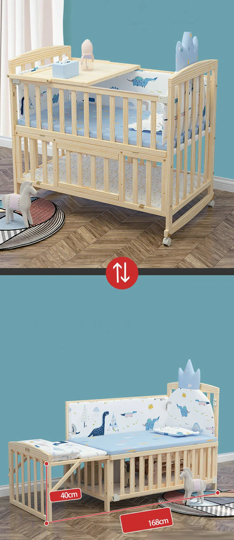 BIG BED SOLID WOOD FOR BABY