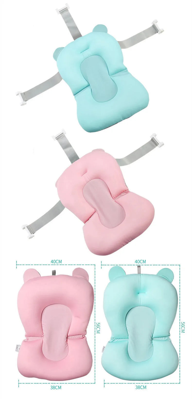 Baby Bath Seat Support Mat Foldable Baby Bath Tub Pad Chair Newborn Bathtub Pillow Infant Anti-Slip Soft Comfort Body Cushion