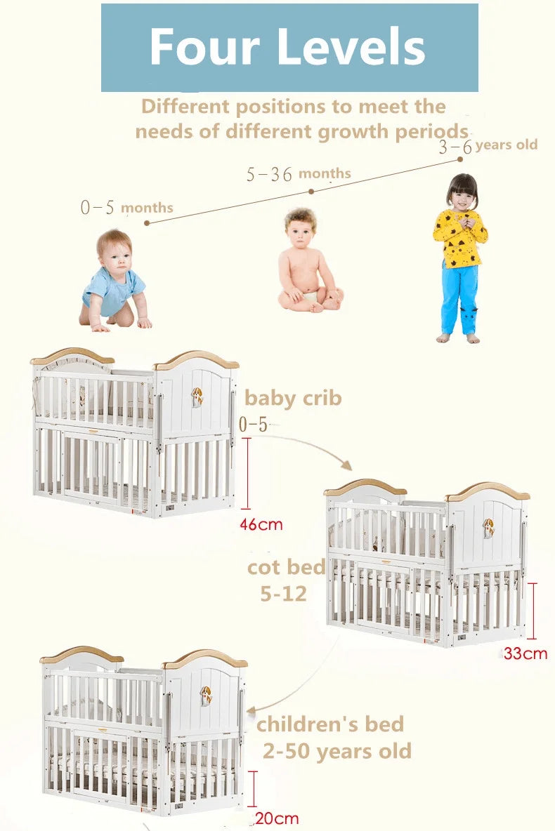 SOLID WOOD BABY CRIB FOR NEWBORN