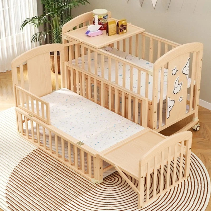SOLID WOOD BABY BED, MULTIFUNCTIONAL ROCKING BED
