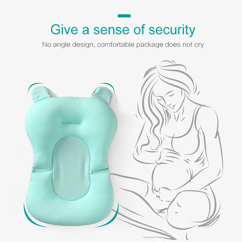 Baby Bath Seat Support Mat Foldable Baby Bath Tub Pad Chair Newborn Bathtub Pillow Infant Anti-Slip Soft Comfort Body Cushion