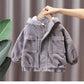 Boys Velvet Coat Autumn and Winter Thickened Corduroy Cotton Coat 2023 New Children's Baby Hooded Jacket