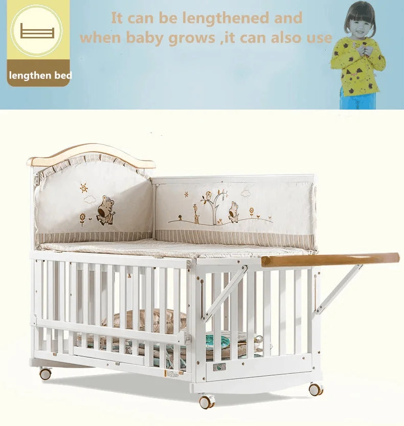 SOLID WOOD BABY CRIB FOR NEWBORN