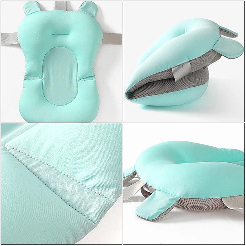 Baby Bath Seat Support Mat Foldable Baby Bath Tub Pad Chair Newborn Bathtub Pillow Infant Anti-Slip Soft Comfort Body Cushion