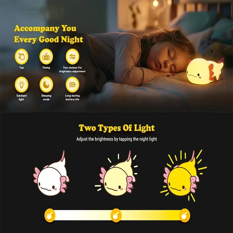 THERAPEUTIC  AXOLOTL NIGHT LIGHT for babies and adults