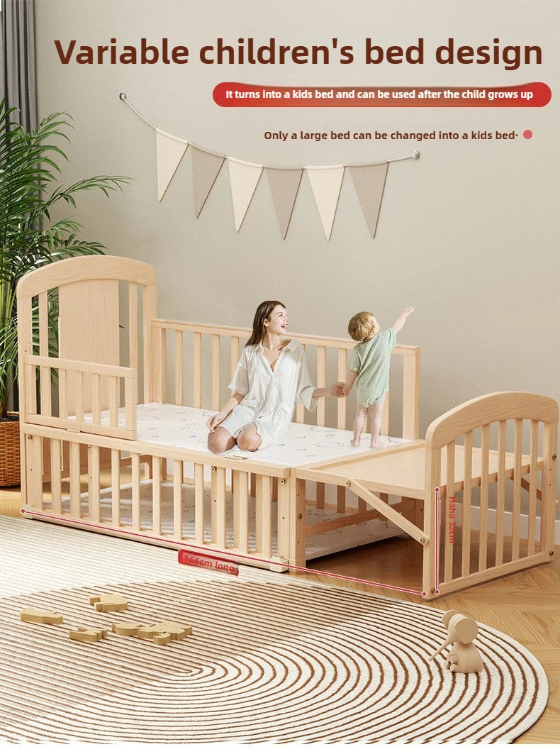 SOLID WOOD BABY BED, MULTIFUNCTIONAL ROCKING BED