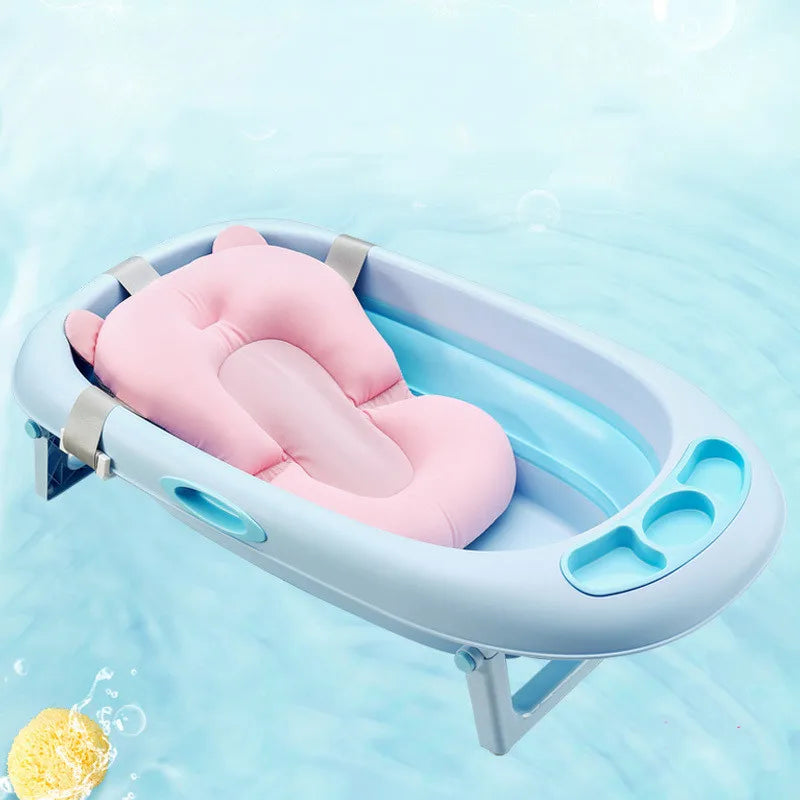 Baby Bath Seat Support Mat Foldable Baby Bath Tub Pad Chair Newborn Bathtub Pillow Infant Anti-Slip Soft Comfort Body Cushion